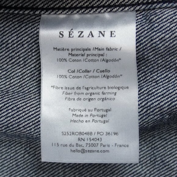 Sezane Mathilde Long-Sleeve Short Dress in Deep Blue Denim - US Size 6 - NWT - Picture 4 of 7